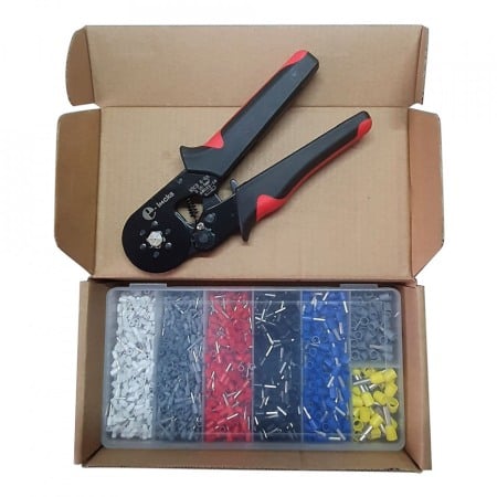 Clesti si accesorii sertizare - Set cleste pentru sertizare E-LOCKS, model HSC8 6-6A, cu sase falci + 1900 buc terminale conductori