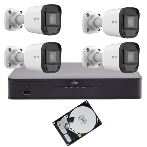 KIT-uri supraveghere - Sistem complet de supraveghere video IP exterior, 4 camere, 2 MP,HDD 1TB,  IR 30 m, PoE