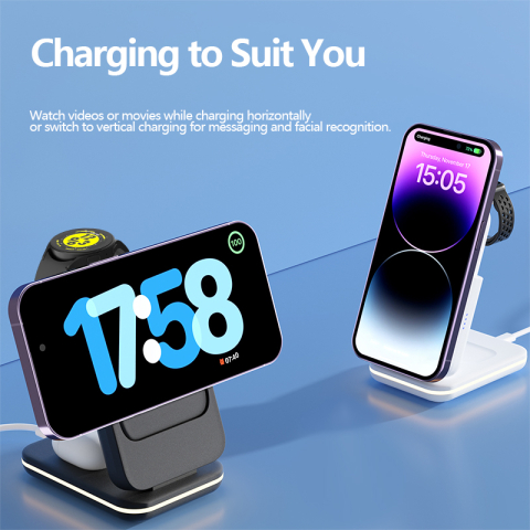 Stație de încărcare wireless 5 in 1 cu baterie externă pentru telefon, ceas si căști (alb) [2]