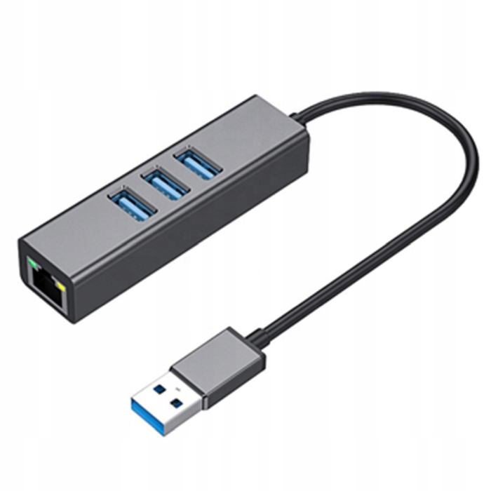 Adaptor Multiport Hub 4 in 1, Basekit USH150, USB la 3 x USB 3.0, 1 x Gigabit Ethernet RJ45 [1]