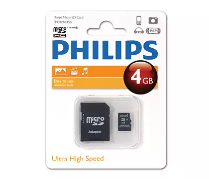 Carduri Memorie - A_0232 MICRO SDHC PHILIPS 4GB CL10+Ad FM04MA45B/10
