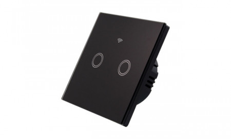 Casa Inteligenta - A_0328 Intrerupator Digital Wireless Datamaxx Dublu WIFI-SK2-02 negru