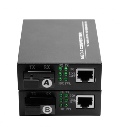 Retelistica - A_0614 Kit Media Convertoare Fibra Optica Wdm Datamaxx Single Mode 10/100 SC 25km, 5v 2A 1310/ 1550