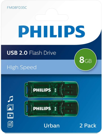 Stick-uri USB - A_0950 USB STICK PHILIPS 8 GB Urban Edition Green 2-Pack FM08FD35C/00