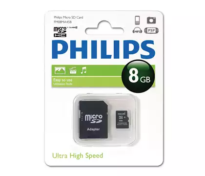 Carduri Memorie - A_0988 MICRO SDHC PHILIPS 8GB CL10+AD FM08MA45B/10