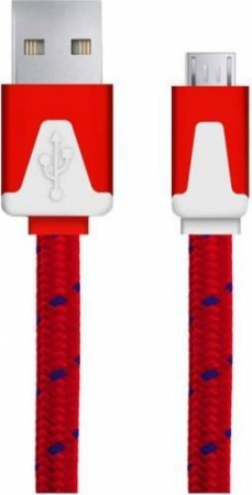 Accesorii Telefoane - A_1885 EB176R Cablu Plat Impletit Micro USB 1M Rosu