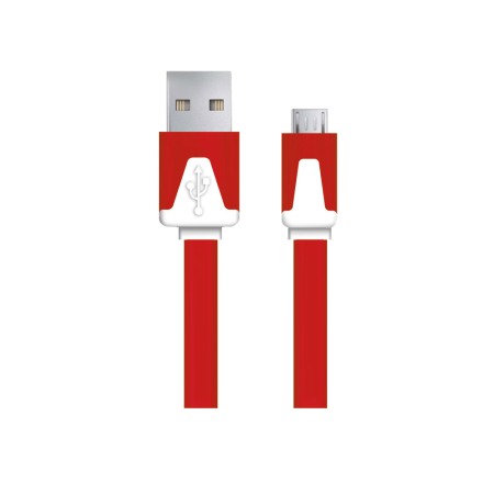 Accesorii Telefoane - A_2737 EB182R Cablu Date+incarcare micro usb premium flat braided rosu 2m
