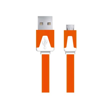 Accesorii Telefoane - A_2745 EB183O Cablu Date+incarcare micro usb premium flat braided Portocaliu 1m