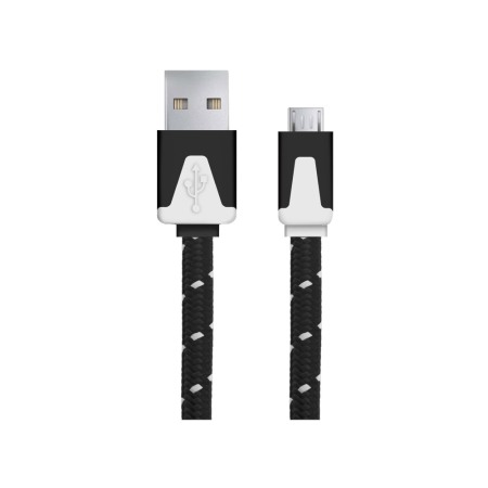 Accesorii Telefoane - A_2747 EB176K Cablu Date+incarcare micro usb premium flat braided alb 1.5m Negru