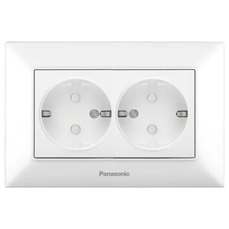 Aparataj  Electric - A_2785 Priza dubla cu pamantare si protectie copii, 16A, IP20, Alb, Panasonic Arkedia Slim
