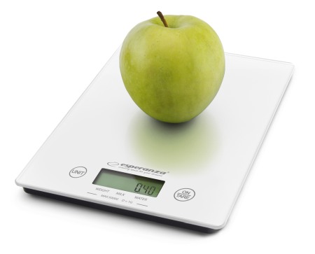 De Bucatarie - A_3722 EKS002W Cantar electronic de bucatarie ESPERANZA Lemon, Alb, Sticla securizata, 5Kg