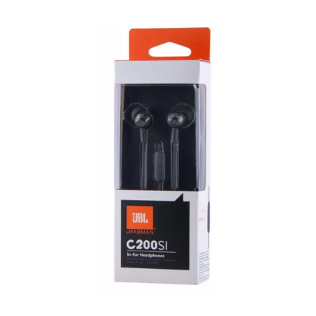 Casti Telefon & Handsfree - A_4027 Casti In Ear JBL C200Si stereo de 3,5 mm Deep Bass Muzics sport apel maini cu microfon, Negru