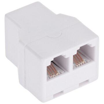 Conectori ( Mufe si Adaptori) - Adaptor telefonic prelungire RJ11 6P4C Mama - 2x6P4C Mama alb