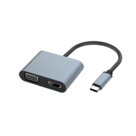 Accesorii Monitoare - Adaptor Thunderbolt 3, USB-C la HDMI si VGA, UHD 4K, Carcasa aluminiu 20 cm