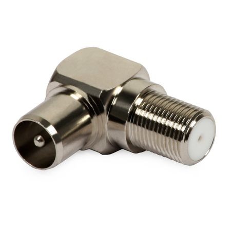 Conectori ( Mufe si Adaptori) - Adaptor Unghiular TV Tata - F Mama 90 grade, metalic