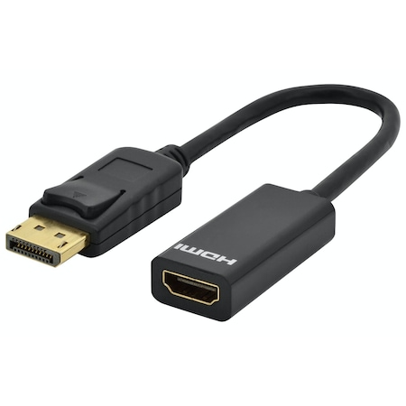 Cabluri cu Conectori - Adaptor video Datamaxx DisplayPort tata - HDMI mama, Ultra 4kx2k HD 60Hz, 25cm Negru mufe aurite