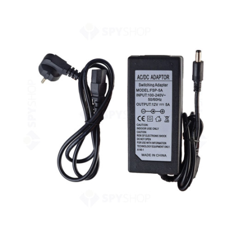 Surse de Alimentare - Alimentator stabilizat Datamaxx 12V, 4A, cu mufa 5.5/2.1 mm, cablu de alimentare cu impamantare inclus