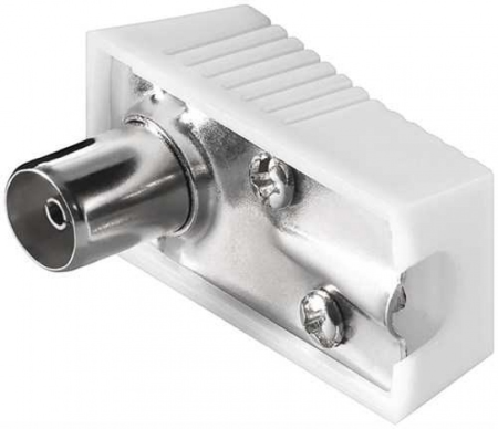 Conectori ( Mufe si Adaptori) - Conector (Mufa) TV Mama Plastic Ecranata 90 Grade 75 Ohm cu Surub