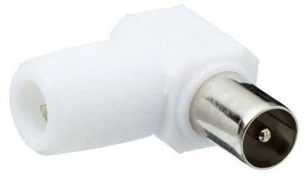 Conectori ( Mufe si Adaptori) - Conector (Mufa) TV Tata Plastic Ecranata 90 Grade 75 Ohm cu cleme