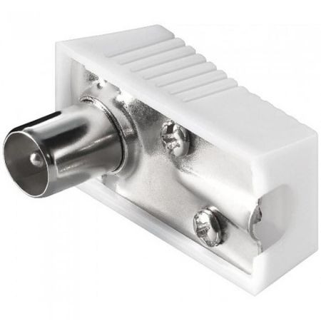 Conectori ( Mufe si Adaptori) - Conector (Mufa) TV Tata Plastic Ecranata 90 Grade 75 Ohm cu Surub