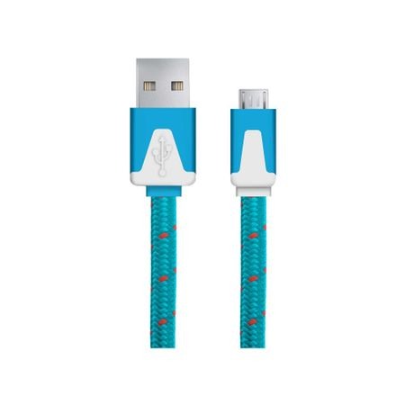 Cabluri cu Conectori - EB176B Cablu Plat Impletit Micro USB 1M Blue