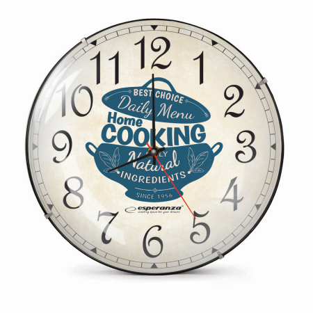 Ceasuri decorative - EHC018M Ceas de perete Esperanza Marseille Vintage text ''Home Cooking'' Mecanism cu cuart Fond Crem 30 cm