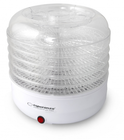 Aparate de gatit cu aburi - EKD001 Deshidrator Alimentar Esperanza, Putere 125 W, 5 Tavi Transparente, Ideal pentru fructe&legume, Design Modern, Argintiu