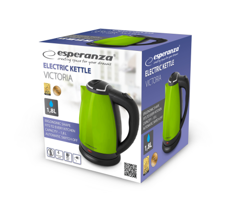 Fierbatoare apa - EKK113G Fierbator/Ceainic electric, ESPERANZA Kettle Victoria Inox/Plastic, 1.8l, Verde