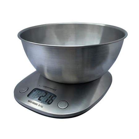 De Bucatarie - EKS008 Cantar electronic de bucatarie electronic Esperanza cu bol inox 2 litri cantarire lichide si solide max. 5 kg, diviziune 1g, functie tare si zero, oprire automata
