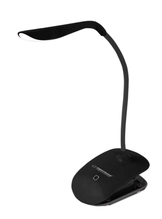 Casa, Gradina si Bricolaj - ELD104K Lampa LED Esperanza Deneb cu clema de prindere brat flexibil 21 cm cablu 110 cm neagra