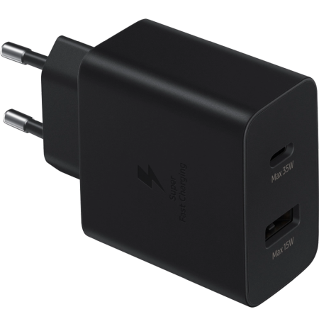 Incarcatoare Telefoane - Incarcator de retea pentru Samsung Incarcator Original Retea Super Fast Charging Dual USB Black 1xUSB-C, 1xUSB-A, 35W, fara cablu EP-TA220NBEGEU