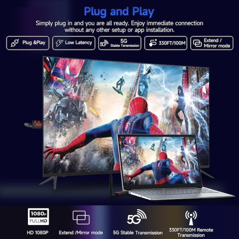 Kit Extensie HDMI Wireless 100m Datamaxx 4K Plug & Play [3]