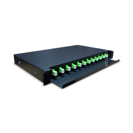 Retelistica - Optical Fiber Patch Panel ODF Datamaxx Singlemode 12 porturi SC/APC simplex 1U Complet Echipat