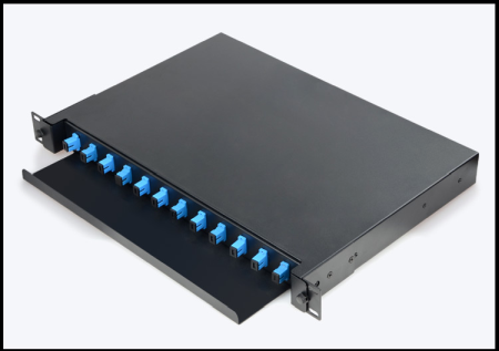 Cutii de distributie FTTH si ODF-uri - Optical Fiber Patch Panel ODF Datamaxx Singlemode 12 porturi SC/UPC simplex 1U Complet Echipat