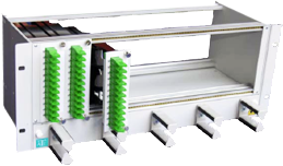Cutii de distributie FTTH si ODF-uri - Optical Fiber Patch Panel ODF R&M Singlemode 120 Porturi Simplex E2000/APC 4U Complet Echipat