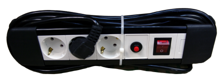 Iluminat si Electrice - Prelungitor cu protectie la supratensiune Datamaxx 3 prize, IP20, 3x1.5 mmp, 3680W, 1,5 metri lungime, cu intrerupator, alb/negru