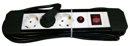 Iluminat si Electrice - Prelungitor cu protectie la supratensiune Datamaxx 3 prize, IP20, 3x1.5 mmp, 3680W, 3 metri lungime, cu intrerupator, alb/negru