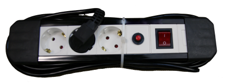 Iluminat si Electrice - Prelungitor cu protectie la supratensiune Datamaxx 3 prize, IP20, 3x1.5 mmp, 3680W, 5 metri lungime, cu intrerupator, alb/negru