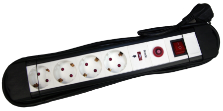 Iluminat si Electrice - Prelungitor cu protectie la supratensiune Datamaxx 4 prize, IP20, 3x1.5 mmp, 3680W, 3 metri lungime, cu intrerupator, alb/negru