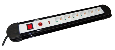 Iluminat si Electrice - Prelungitor cu protectie la supratensiune Datamaxx 6 prize, IP20, 3x1.5 mmp, 3680W, 5 metri lungime, cu intrerupator, alb/negru