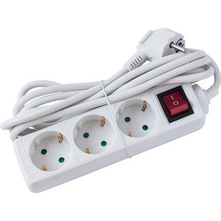 Prelungitoare - Prelungitor Datamaxx 3 prize, IP20, 3x1.5 mmp, 3680W, 10 metri lungime, cu intrerupator, alb