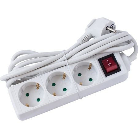 Iluminat si Electrice - Prelungitor Datamaxx 3 prize, IP20, 3x1.5 mmp, 3680W, 5 metri lungime, cu intrerupator, alb