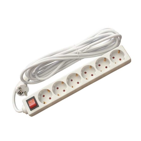 Iluminat si Electrice - Prelungitor Datamaxx 6 prize, IP20, 3x1.5 mmp, 3680W, 1,5 metri lungime, cu intrerupator, alb