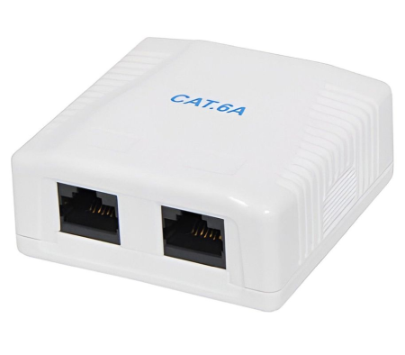 Conectori ( Mufe si Adaptori) - Priza Dubla UTP CAT6 8P8C aplicata 2 porturi cu adeziv si suruburi alba