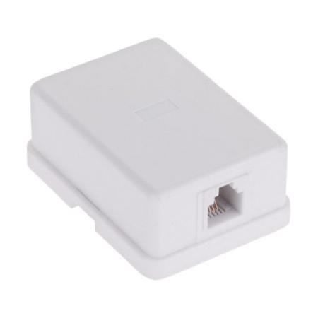 Conectori ( Mufe si Adaptori) - Priza telefon RJ11 6P4C simpla 1 port alba aplicata cu adeziv si suruburi