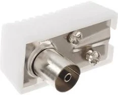 Conectori ( Mufe si Adaptori) - Set 2xConector (Mufa) TV Mama Plastic Ecranata 90 Grade 75 Ohm cu Surub