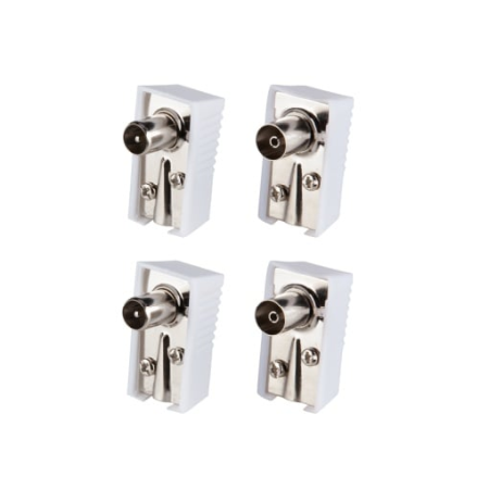 Conectori ( Mufe si Adaptori) - Set 2xConector (Mufa) TV Tata/TV Mama Plastic Ecranata 90 Grade 75 Ohm cu Surub