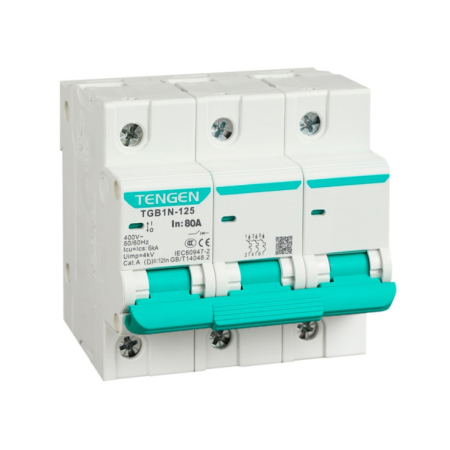 Iluminat si Electrice - Siguranta automata MCB 3P, 80A, curba C 6kA 400 V Tengen