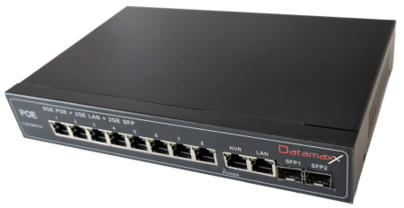 Retelistica - Switch Datamaxx 8 porturi 10/100/1000 PoE+ 2 porturi 10/100/1000 si 2 porturi SFP gigabit 120W RX-1008k-2L-2S