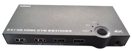Hub-uri, splittere si Switch-uri KVM - Switch KVM multifunctional Datamaxx, 4 Input x USB Tastatura/Mouse, 2 x input HDMI 4K, 1 x HDMI 4K 60Hz output, metalic gri